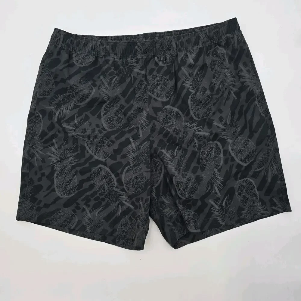 Chubbies Shorts Mens XL 7 Inch Black Boxer Lined Athlounger Pineapple Pines